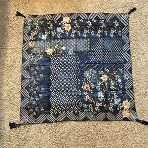 Johnny Was Navy Floral 100% Silk Scarf